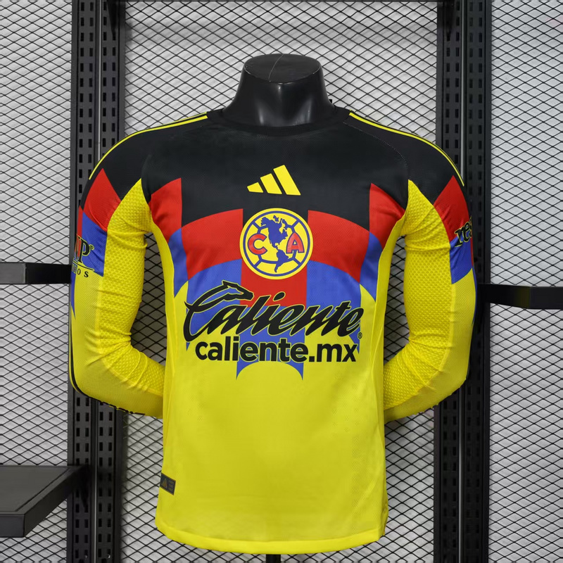 Club America Authentic Soccer Jersey Home Long Sleeve Shirt 2025/26