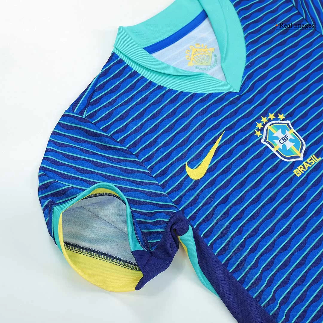 Brazil Away Soccer Uniform Kids Kit Jersey+Shorts Copa America 2024