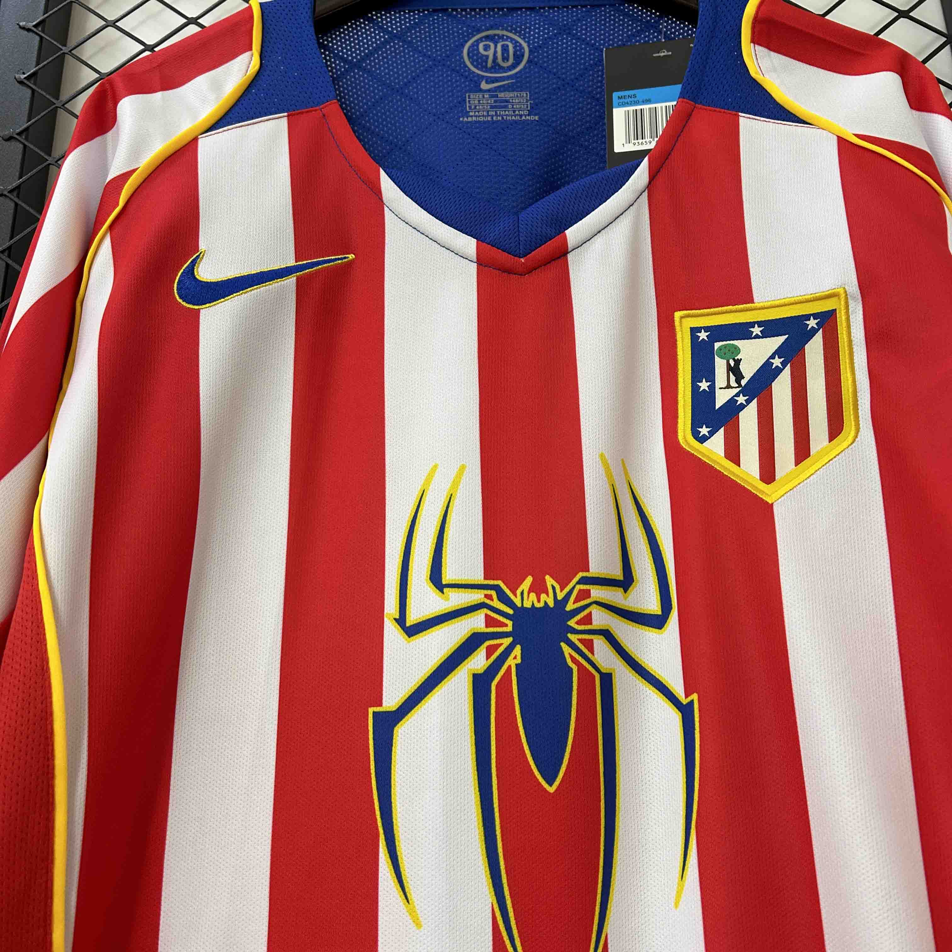 Atletico Madrid Retro Soccer Jersey Home Long Sleeve Shirt 2004/05