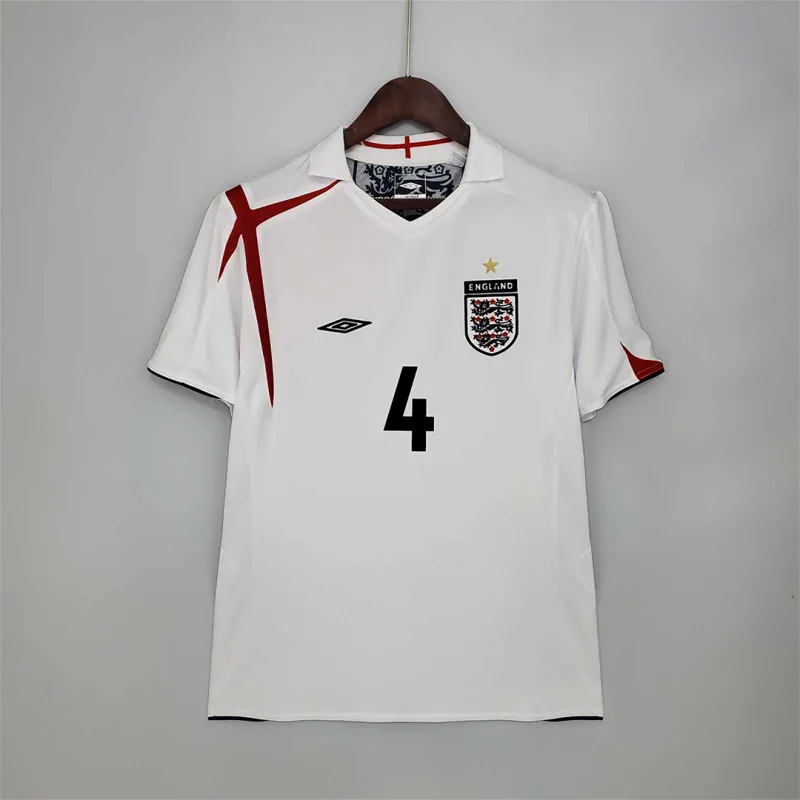 England Retro Soccer Jersey Home Custom Shirt World Cup 2006