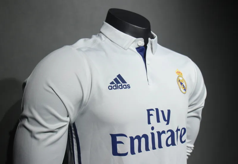 Real Madrid Authentic Retro Jersey Home Long Sleeve Soccer Shirt 2016/17