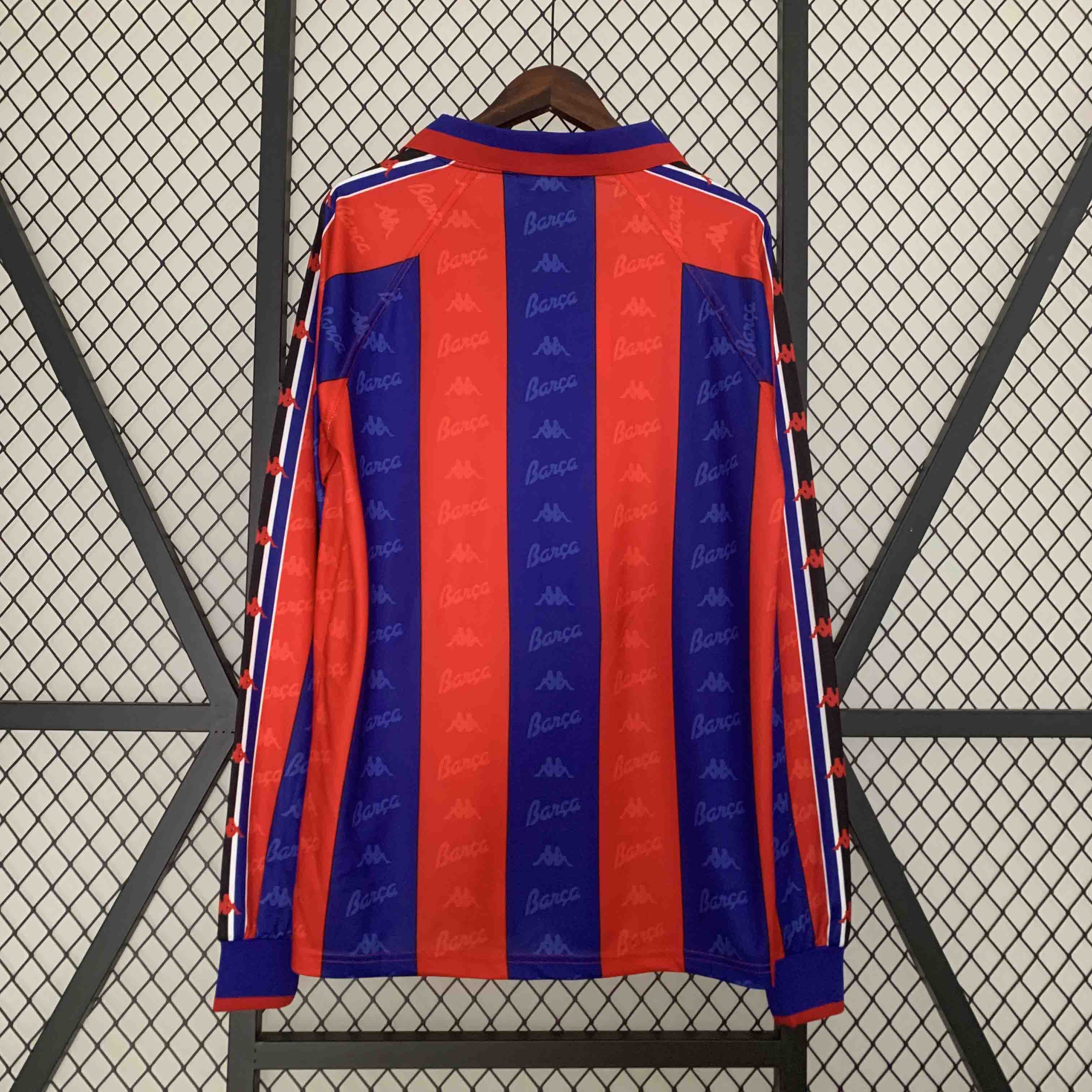 Barcelona Retro Jersey Home Long Sleeve Soccer Shirt 1996-97
