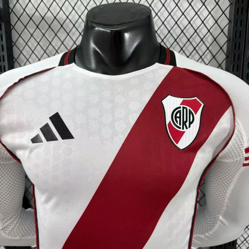 River Plate Authentic Soccer Jersey Home Long Sleeve Shirt 2025/26
