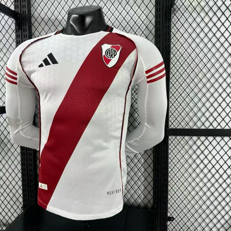 River Plate Authentic Soccer Jersey Home Long Sleeve Shirt 2025/26