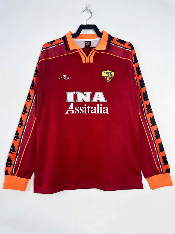 Roma Retro Soccer Jersey Home Long Sleeve Custom Shirt 1998/99