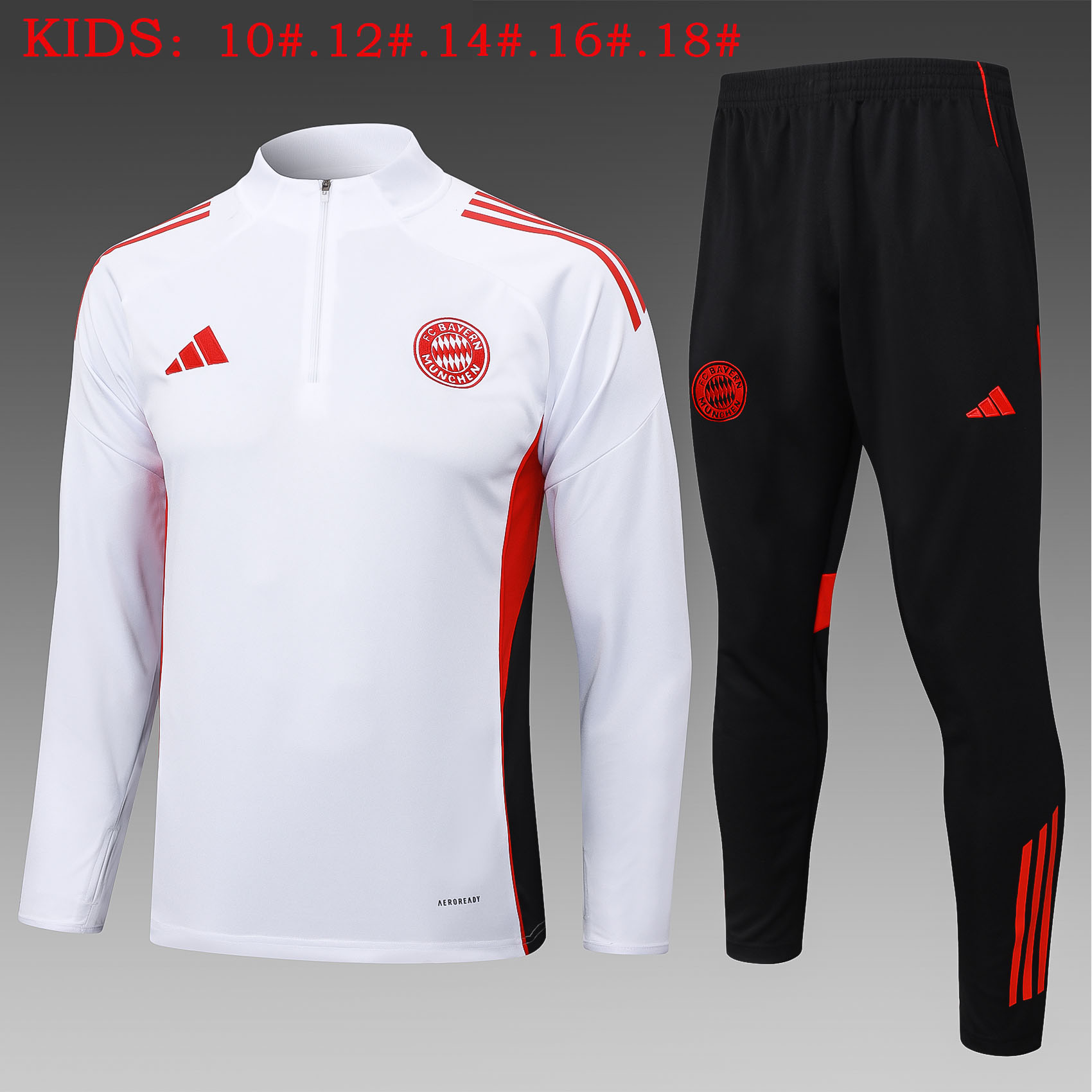 Kids Bayern Munich Training Kit (Sweatshirt+Pants) White 2025/26