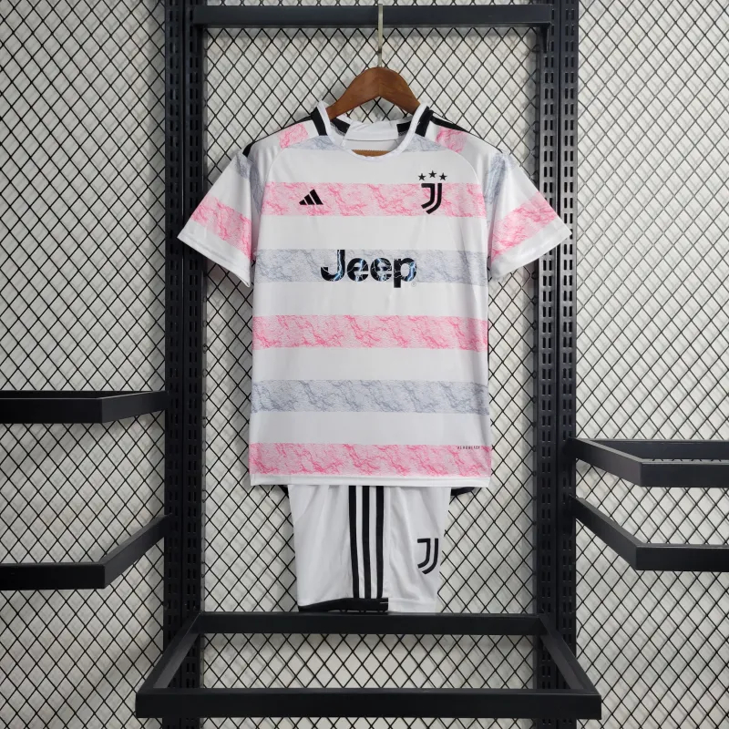 Juventus Soccer Jersey Away Kids Kit Jersey+Shorts 2023/24
