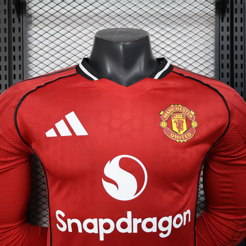 Manchester United Authentic Home Long Sleeve Jersey Shirt 2025/26