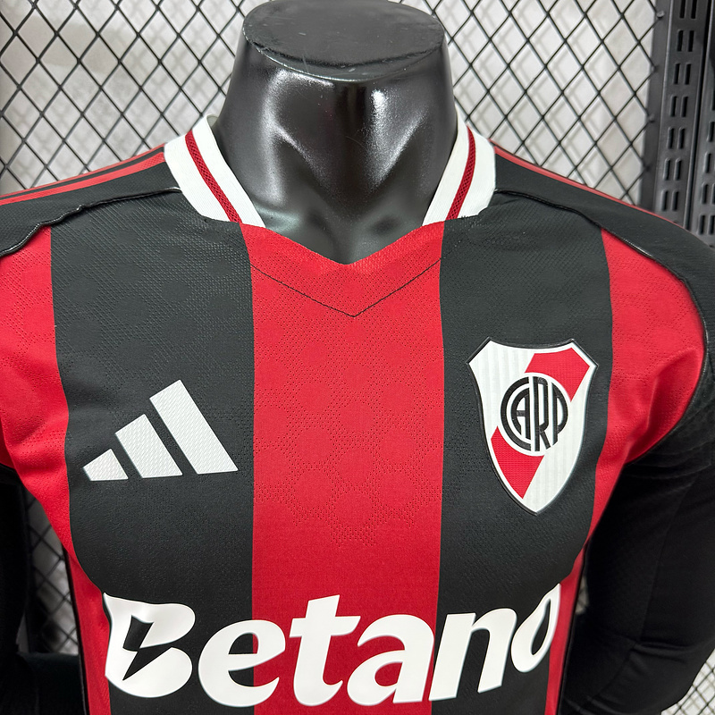 River Plate Authentic Soccer Jersey Away Long Sleeve Shirt 2025/26 - With Sponsors