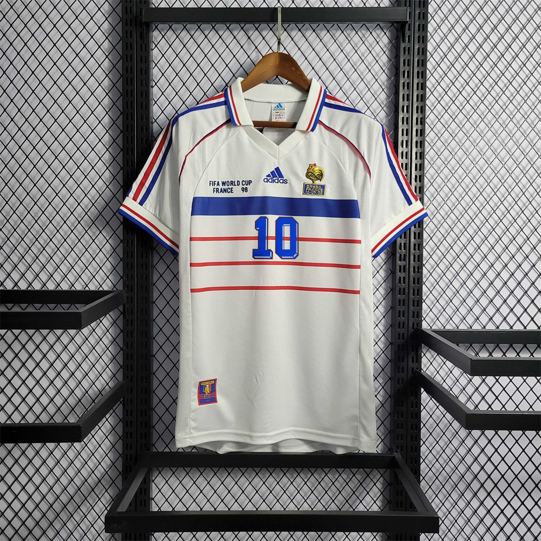 Zidane#10 France Retro Soccer Jersey Away Shirt World Cup 1998