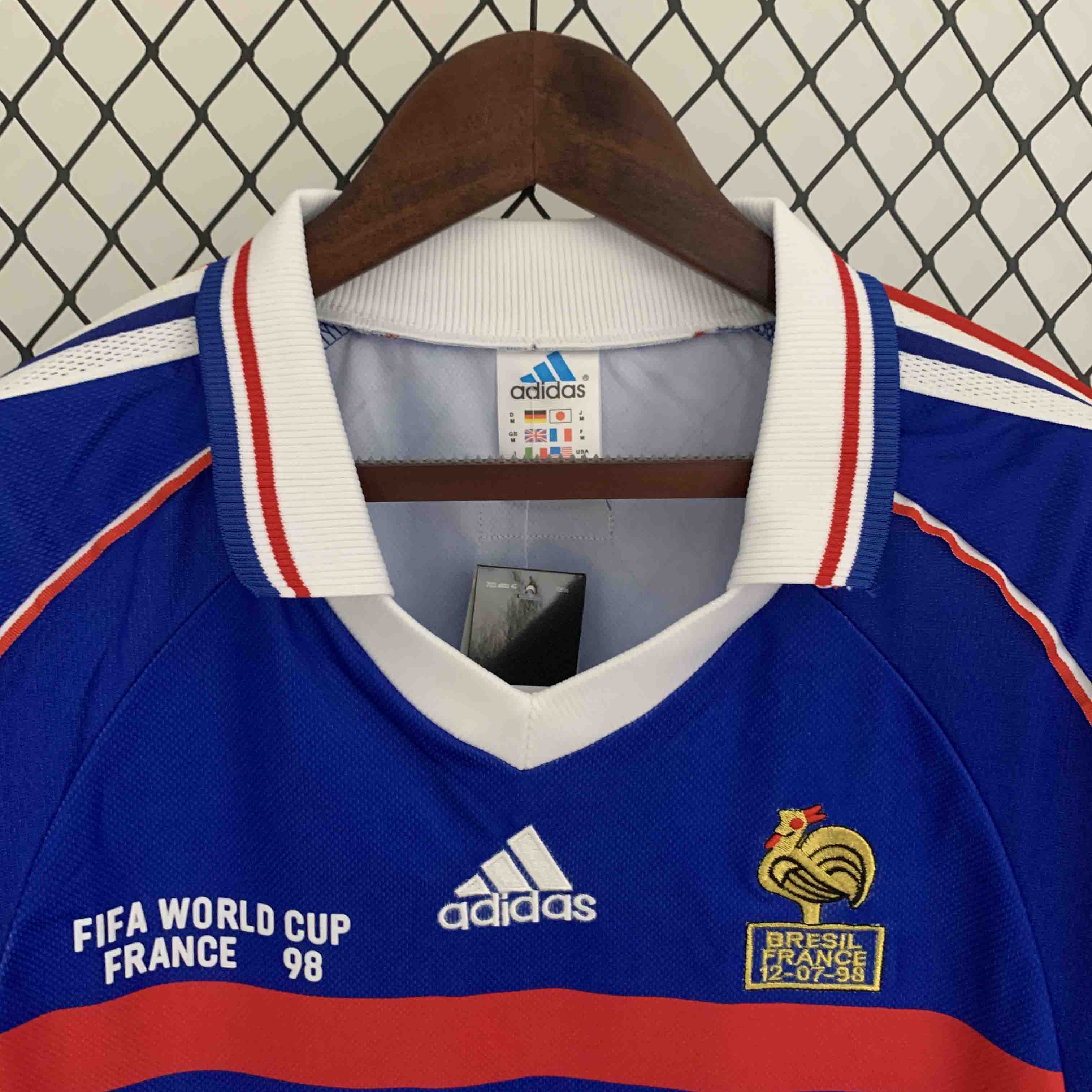 France Retro Soccer Jersey Home Long Sleeve Custom Shirt World Cup 1998