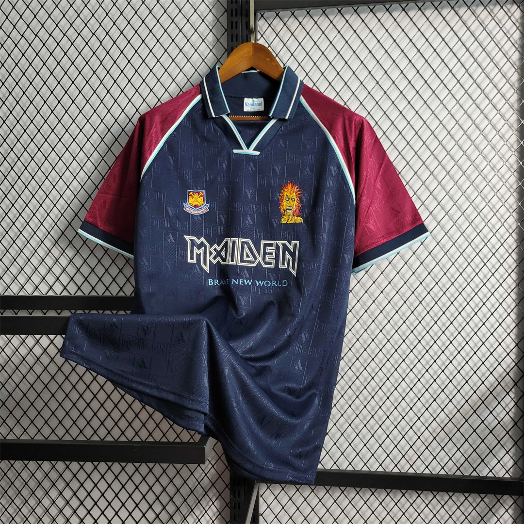 West Ham United Retro Football Jersey Iron Maiden Home Joint Board Shirt 1999/01