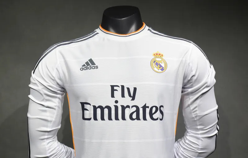 Real Madrid Authentic Retro Jersey Home Long Sleeve Soccer Shirt 2013/14