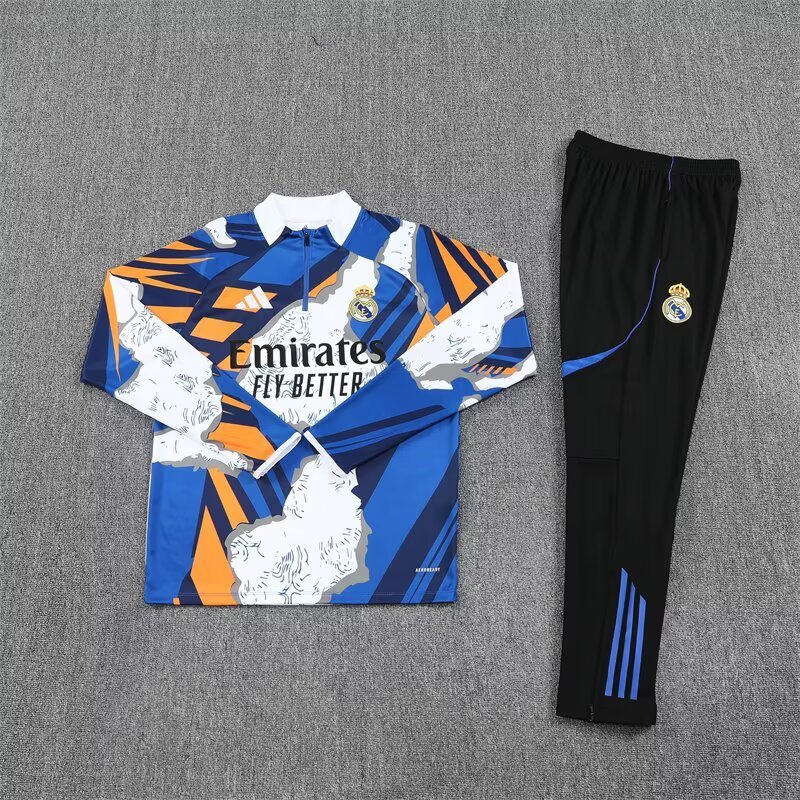 Real Madrid Training Kit (Sweatshirt+Pants) Blue&White 2025/26