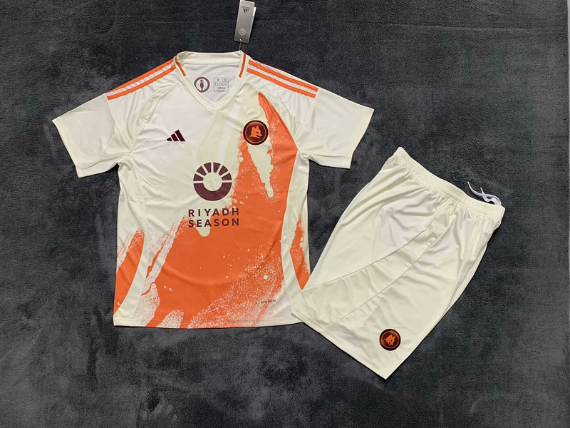 Roma Soccer Jersey Away Kids Kit Jersey+Shorts 2024/25