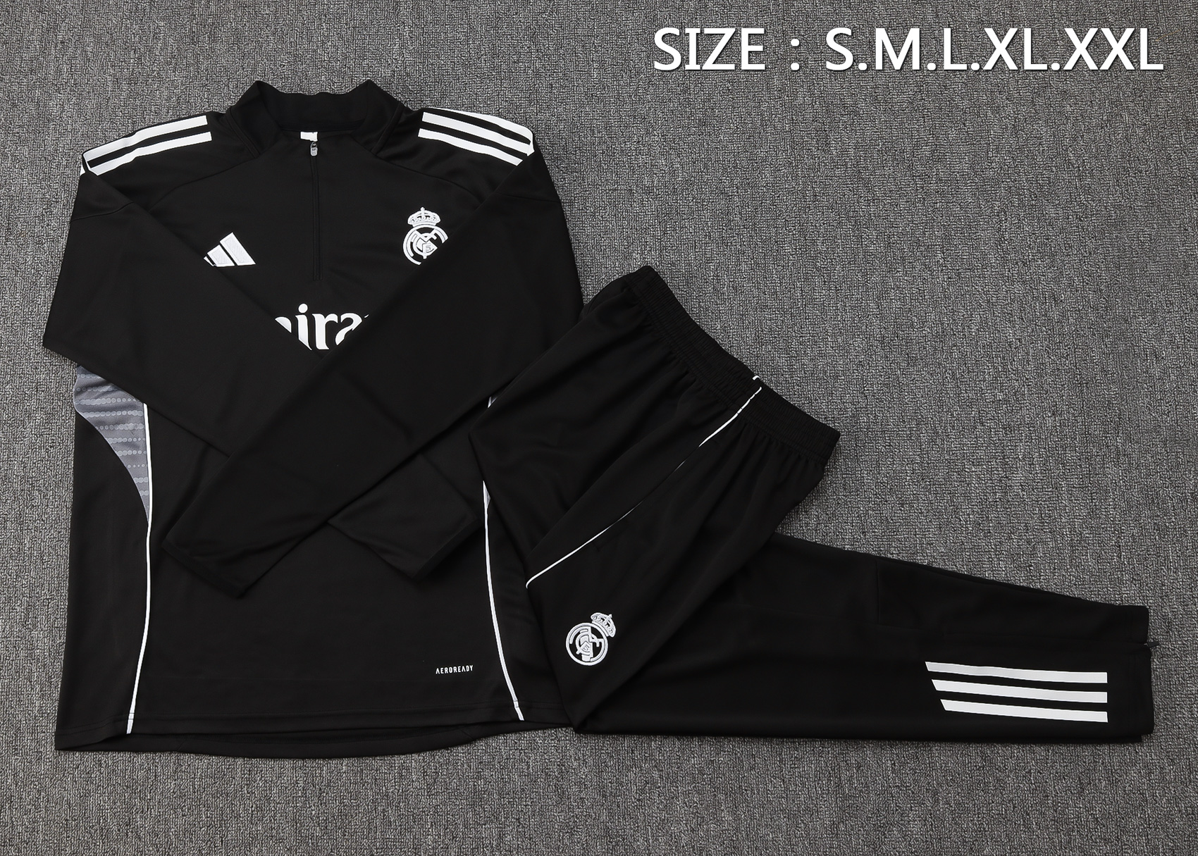 Real Madrid Training Kit (Sweatshirt+Pants) Black 2025/26