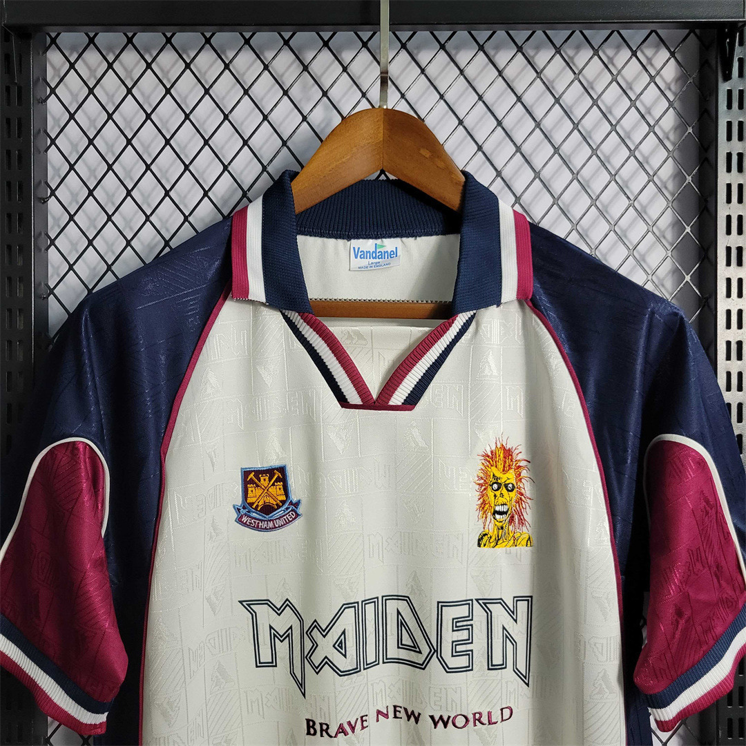 West Ham United Retro Football Jersey Iron Maiden Away Joint Board Shirt 1999/01