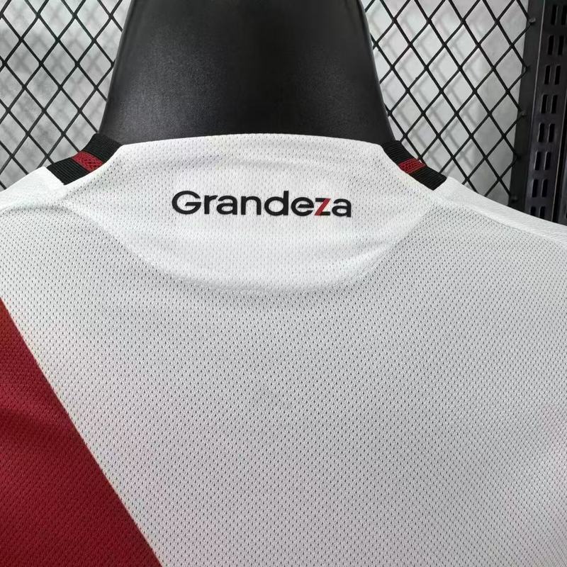 River Plate Authentic Soccer Jersey Home Long Sleeve Shirt 2025/26 - With Sponsors