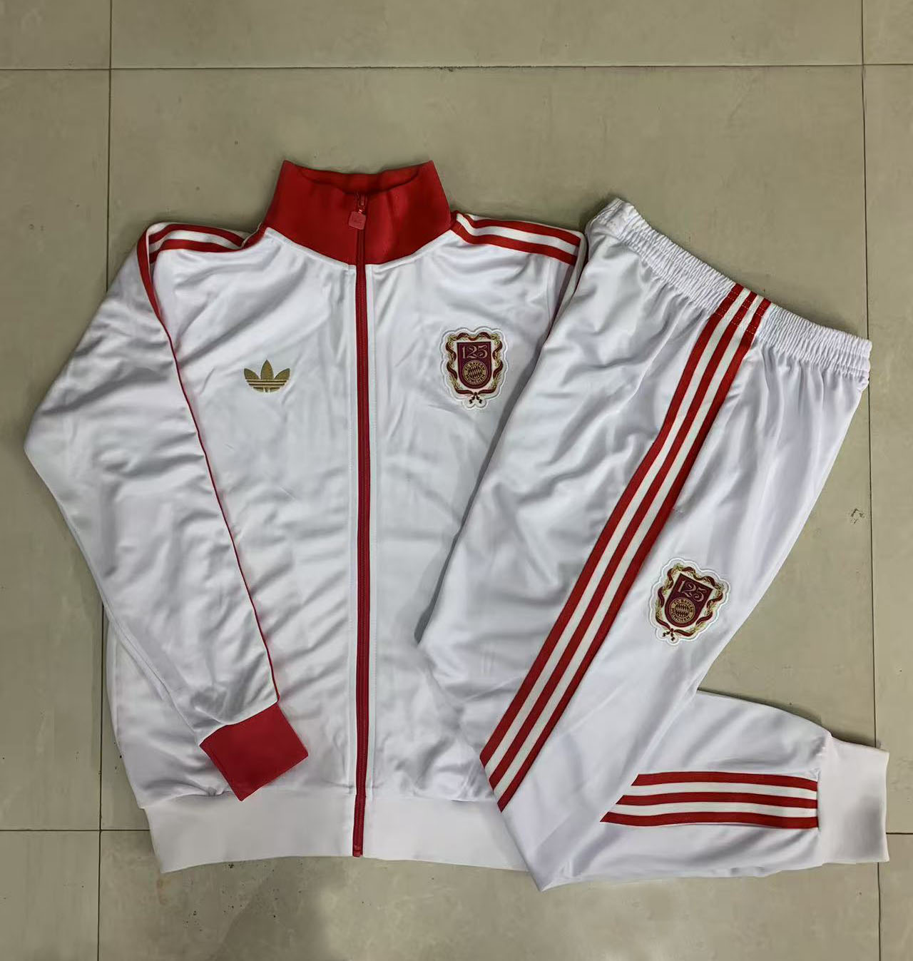 Kids Bayern Munich Training Kit (Jacket+Pants) White 2025/26 - 125th Anniversary