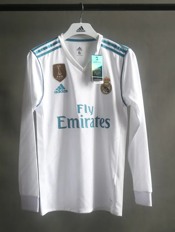 Real Madrid Authentic Retro Jersey Home Long Sleeve Soccer Shirt 2017/18