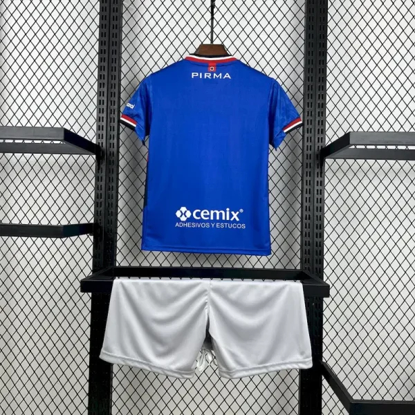 Cruz Azul Soccer Jersey Home Kids Kit Jersey+Shorts 2025/26 - With Sponsor