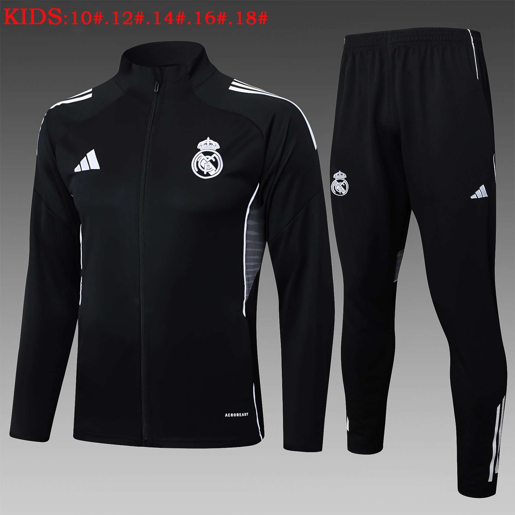 Kids Real Madrid Training Kit (Jacket+Pants) Black 2025/26