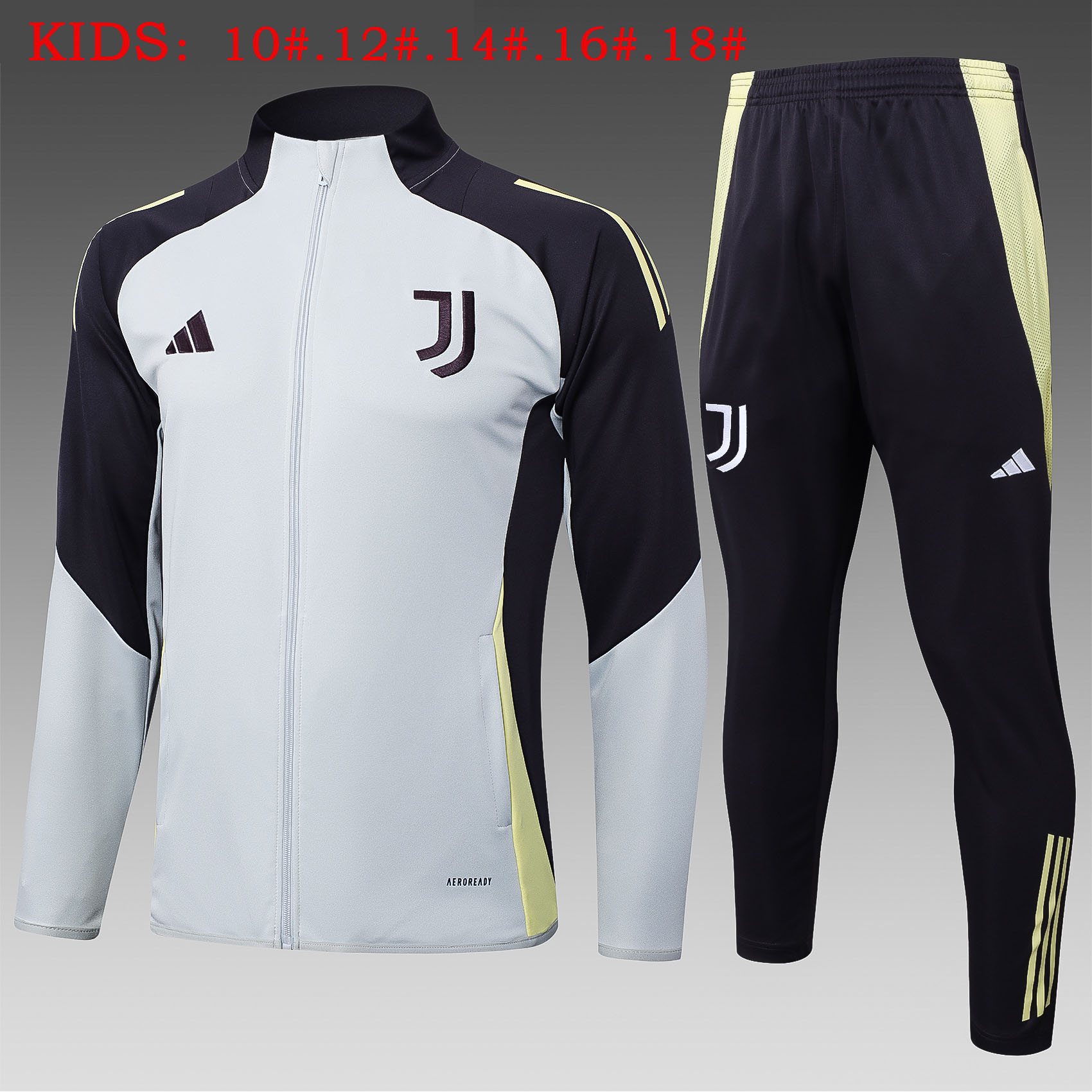 Kids Juventus Training Kit (Jacket+Pants) Light Grey 2025/26