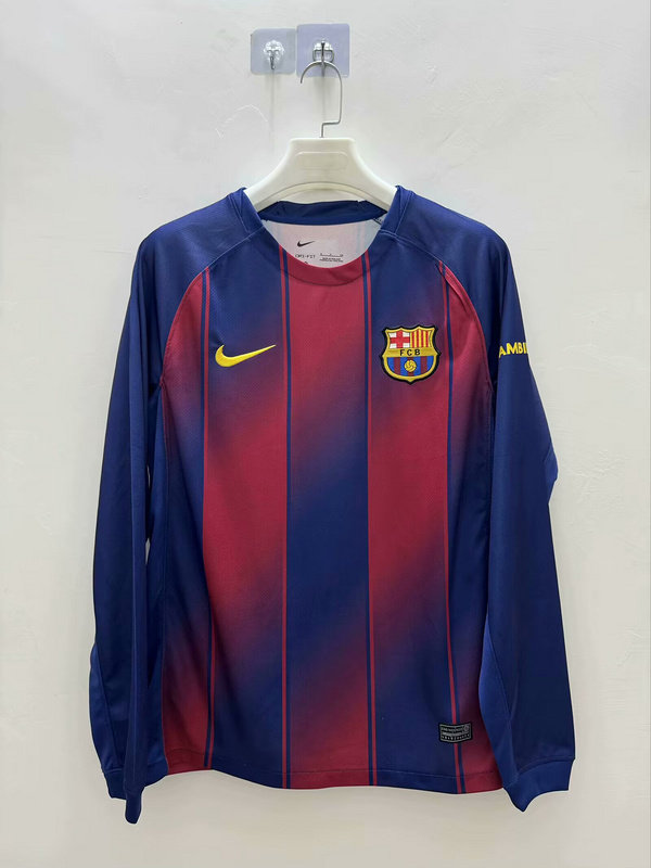 Barcelona Home Long Sleeve Soccer Jersey Custom Shirt 2025/26