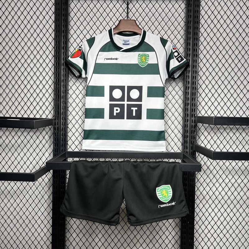Sporting CP Retro Soccer Jersey Home Kids Kit Jersey+Shorts 2001/03