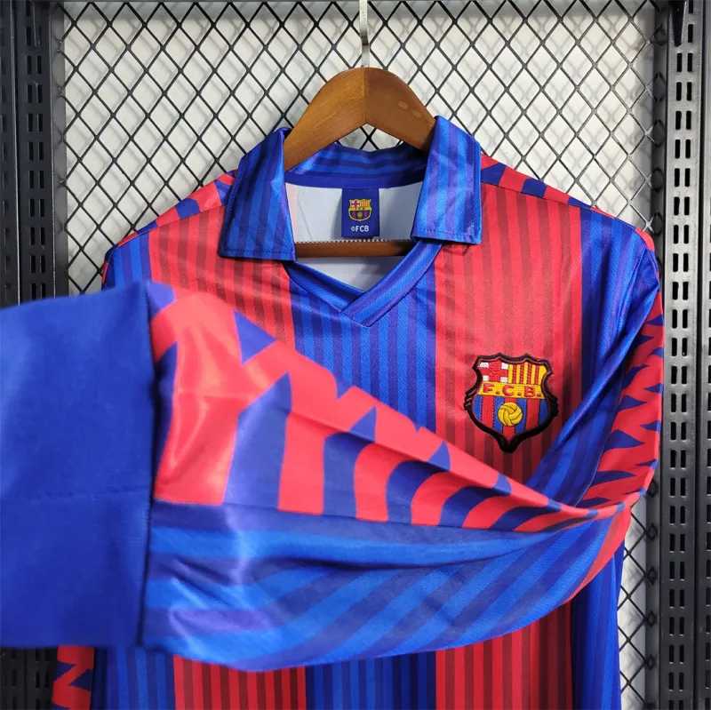 Barcelona Retro Jersey Home Long Sleeve Soccer Shirt 1991-92
