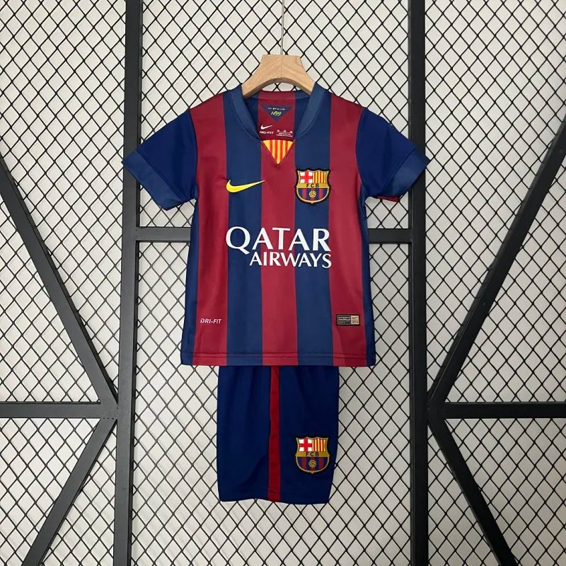 Barcelona Retro Jersey Home Kids Kit Jersey+Shorts 2014-15
