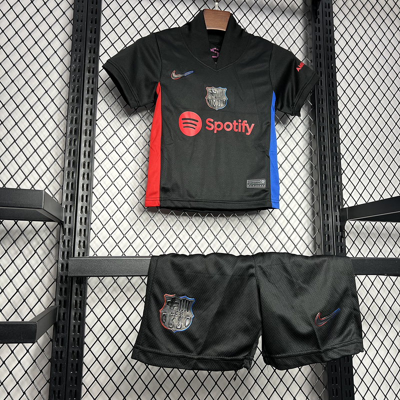 Barcelona Soccer Jersey Away Custom Kids Kit Jersey+Shorts 2024/25 Spotify Logo Without Text