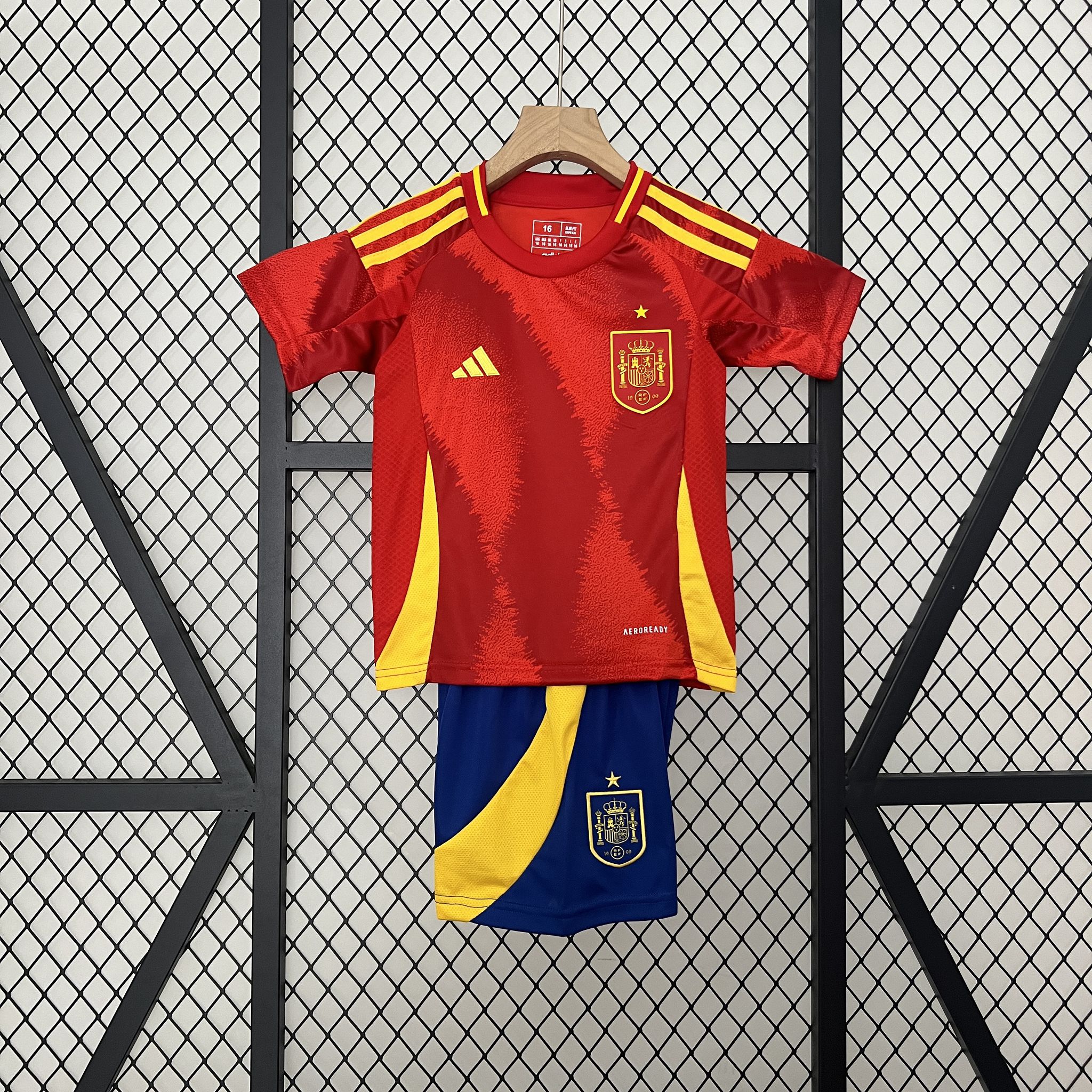 Spain Home Football Uniform Kids Kit Jersey+Shorts EURO 2024