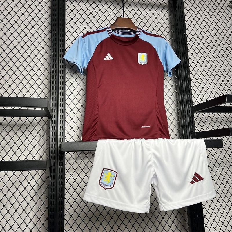 Aston Villa Football Jersey Home Kids Kit Jersey+Shorts 2024/25