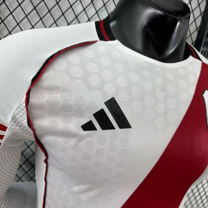 River Plate Authentic Soccer Jersey Home Long Sleeve Shirt 2025/26