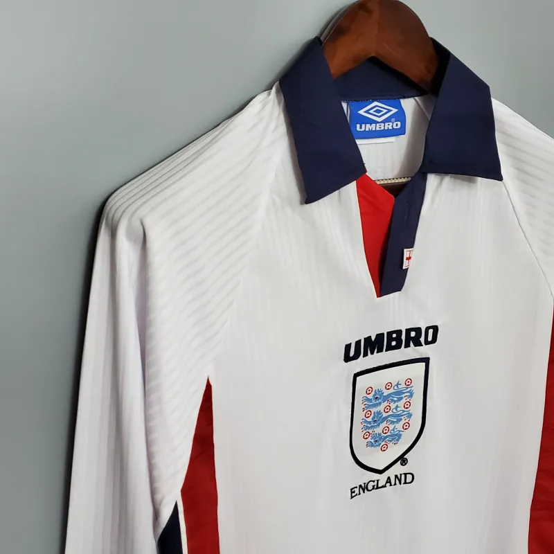 England Retro Soccer Jersey Home Custom Long Sleeve Shirt World Cup 1998