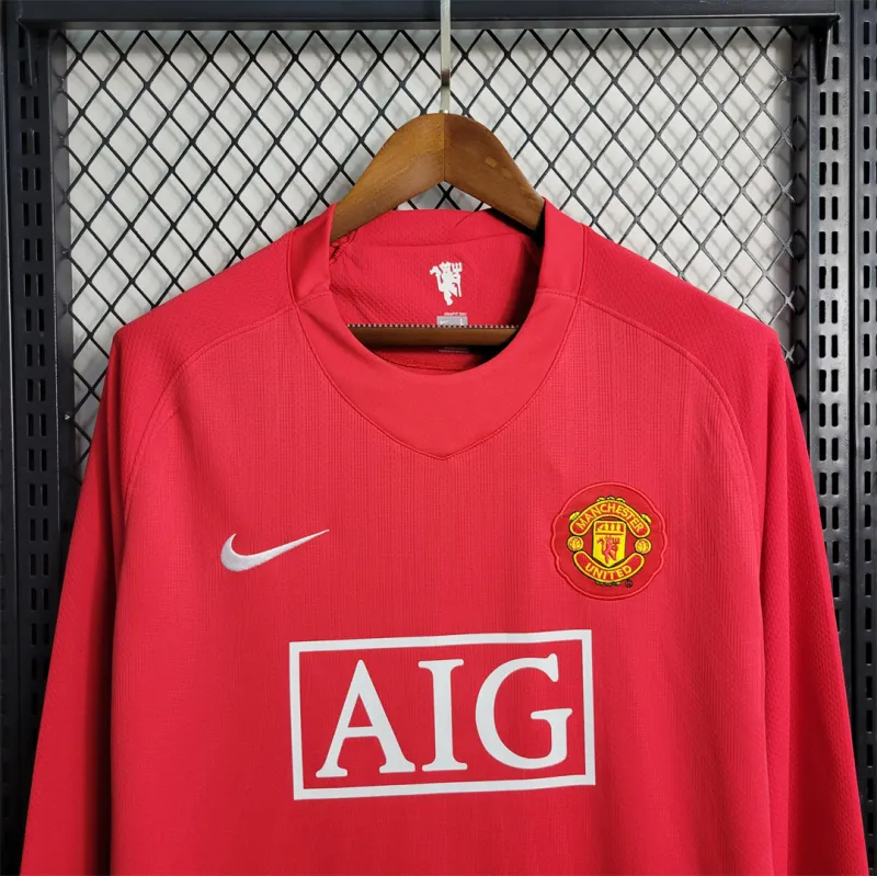 Manchester United Retro Home Long Sleeve Football Jersey Shirt 2007/08