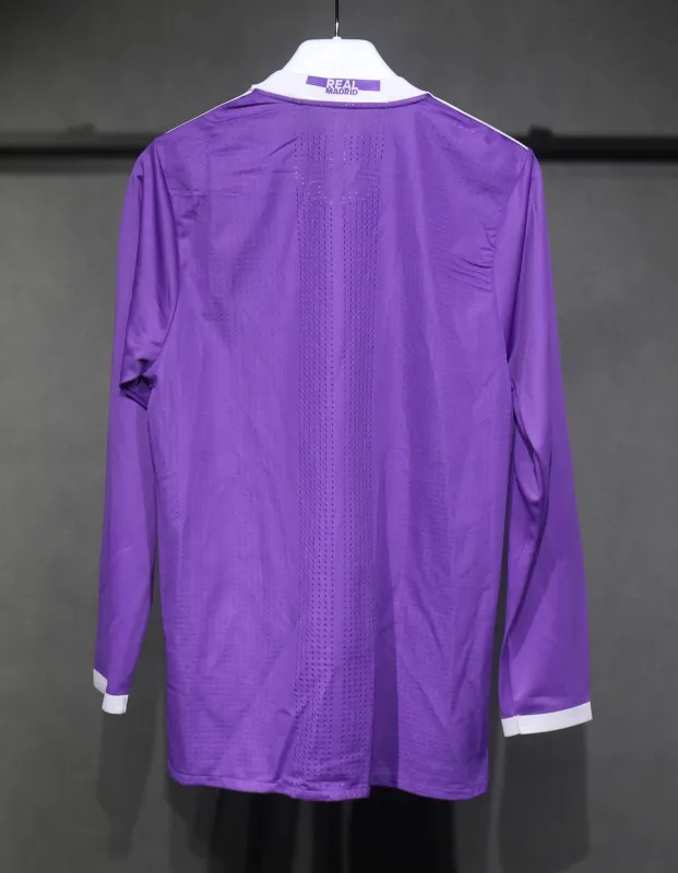 Real Madrid Authentic Retro Jersey Away Long Sleeve Soccer Shirt 2016/17