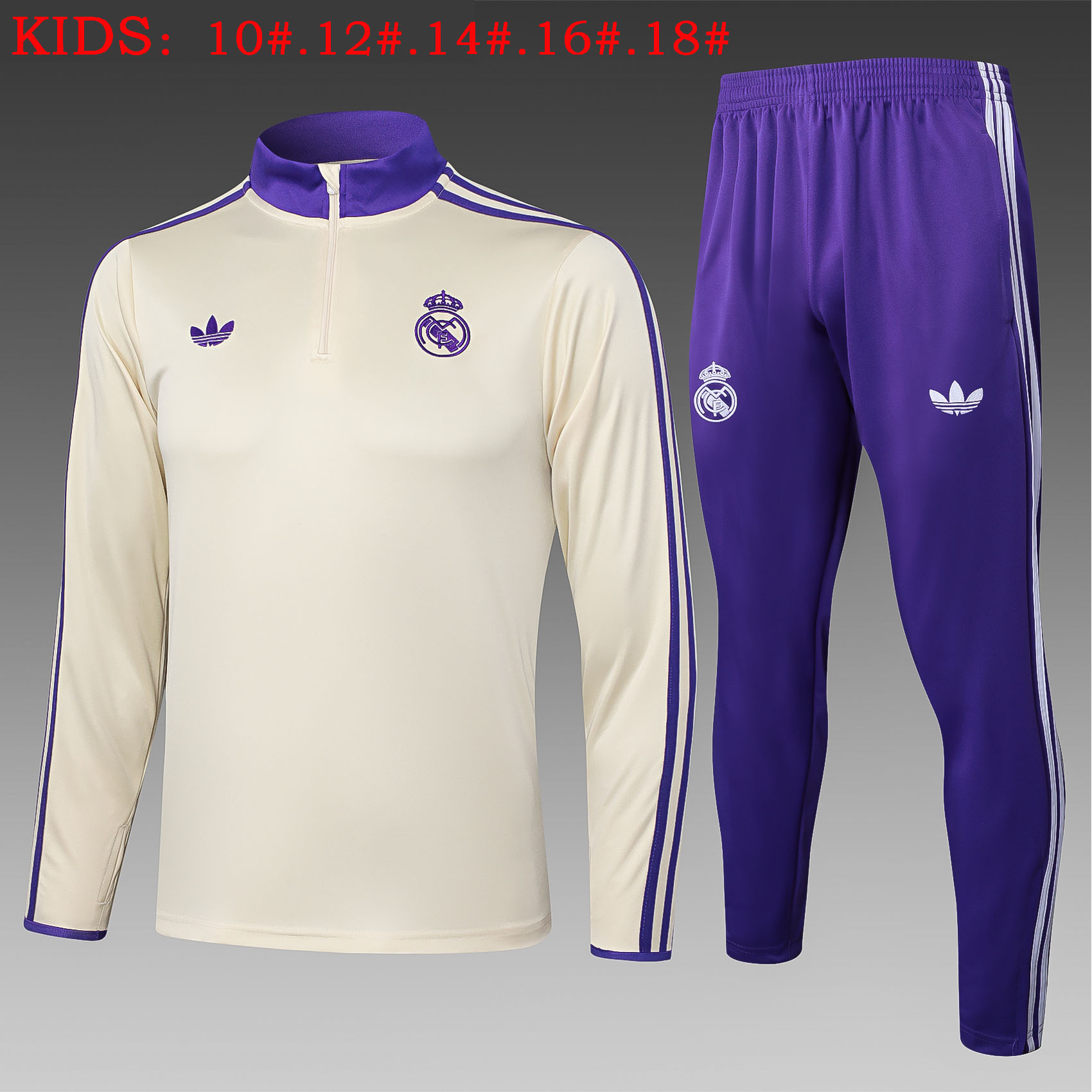 Kids Real Madrid Training Kit (Sweatshirt+Pants) Apricot 2025/26