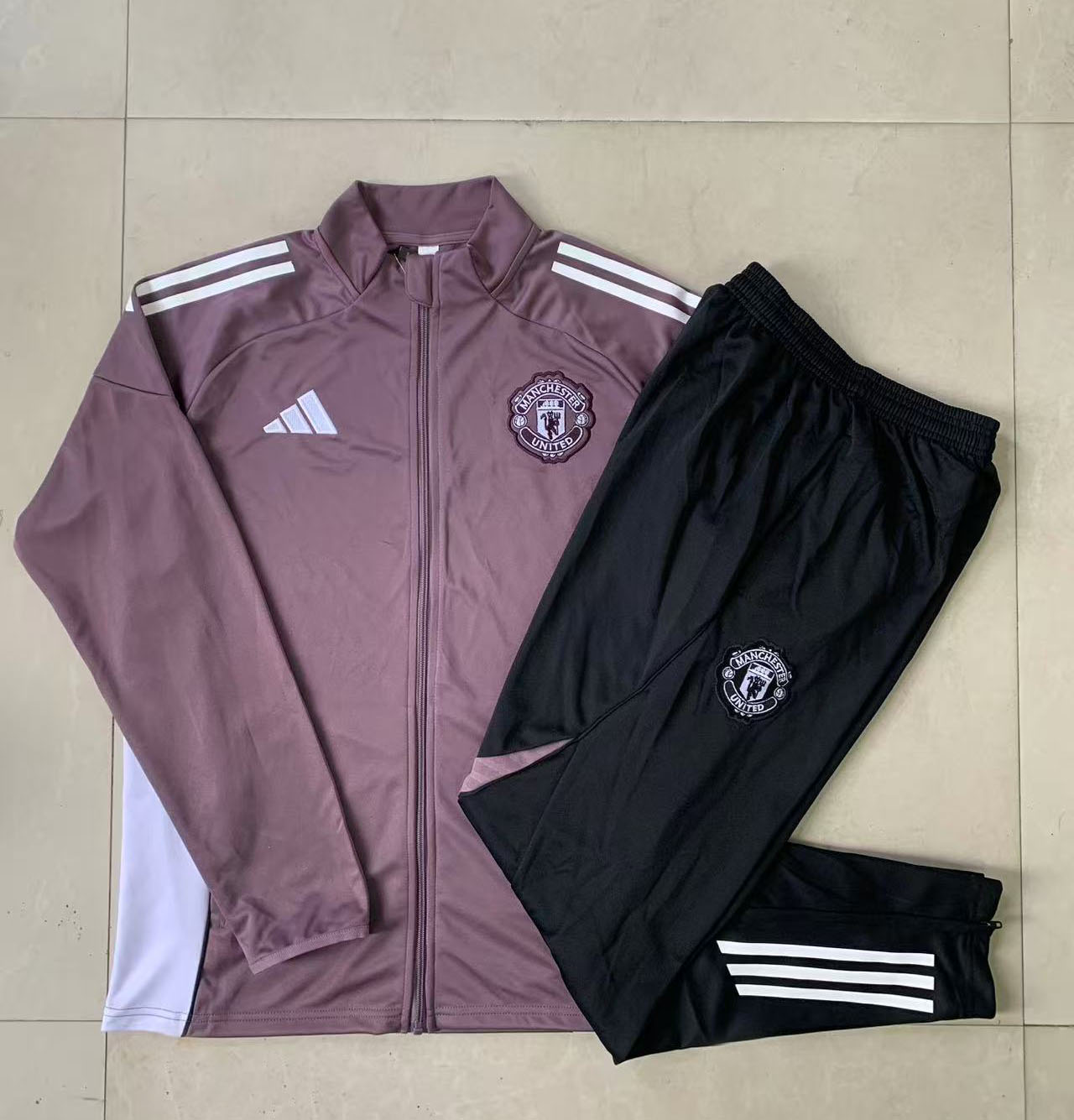 Kids Manchester United Training Kit (Jacket+Pants) Grayish Purple 2025/26