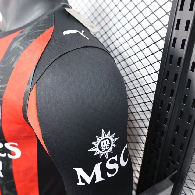 AC Milan Authentic Soccer Jersey Home Long Sleeve Shirt 2025/26