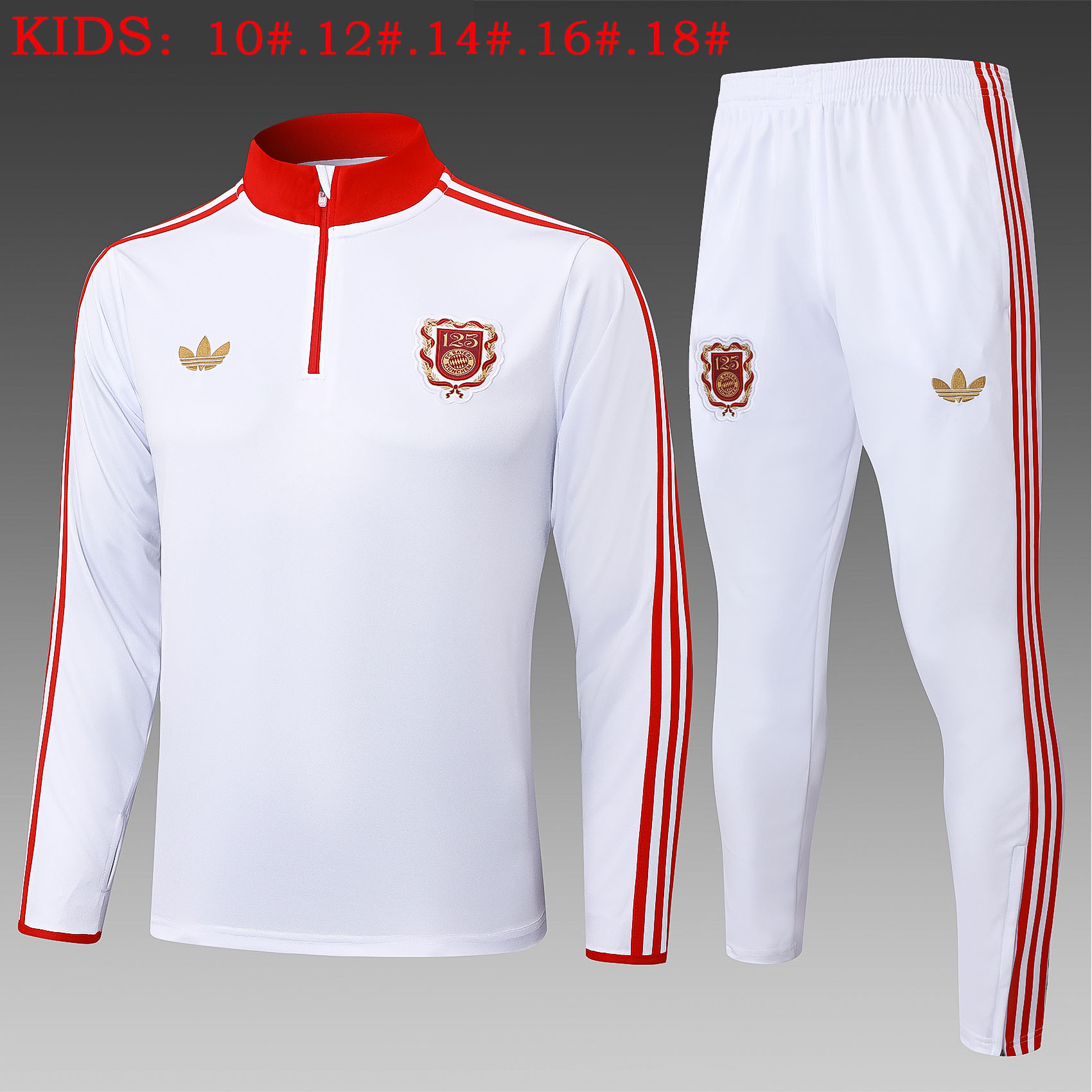 Kids Bayern Munich Training Kit (Sweatshirt+Pants) White 2025/26 - 125th Anniversary