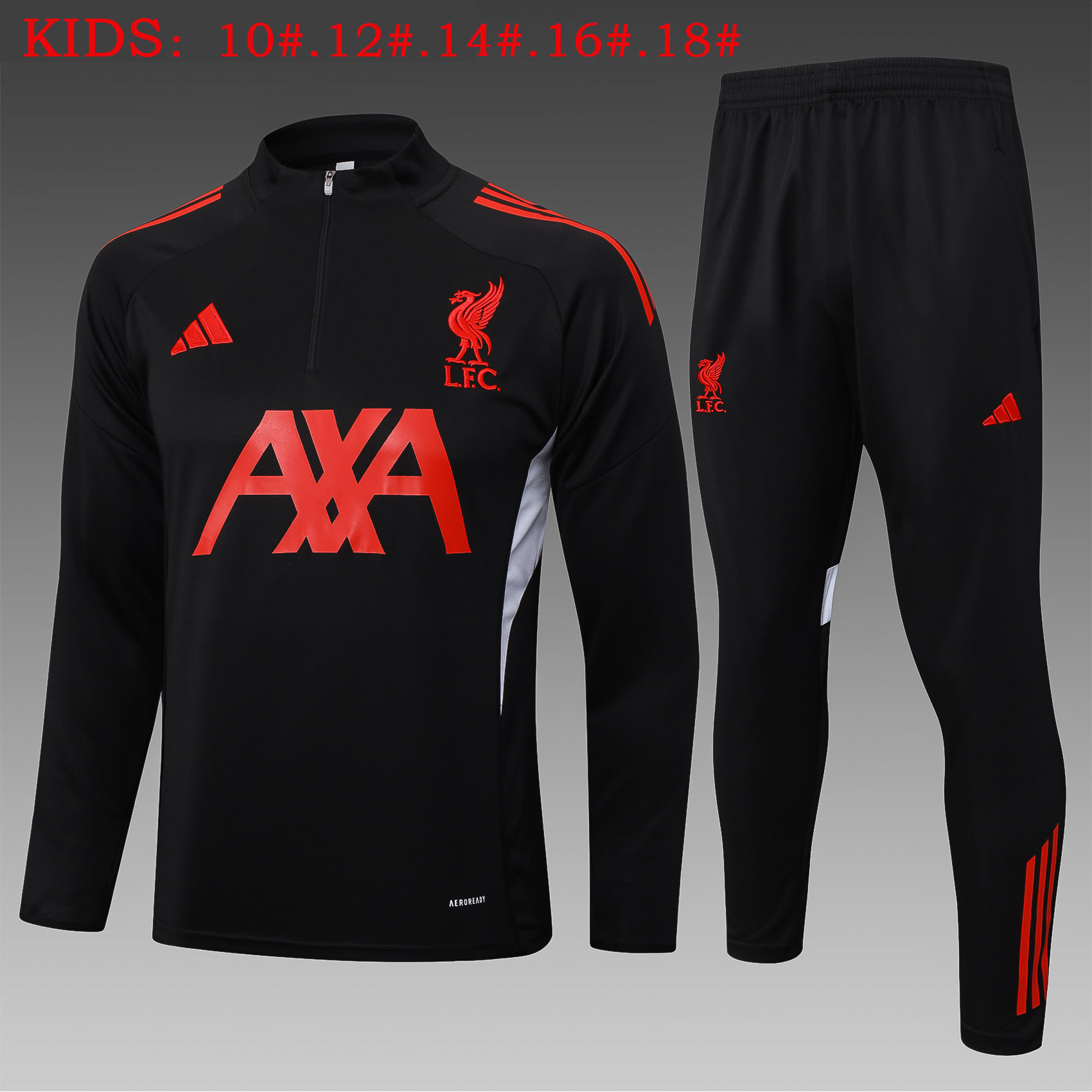 Kids Liverpool Training Kit (Sweatshirt+Pants) Black 2025/26