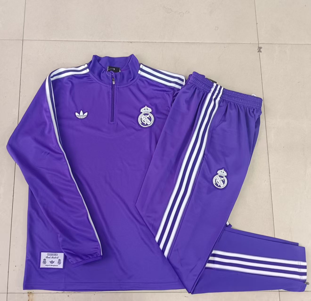 Kids Real Madrid Training Kit (Sweatshirt+Pants) Purple 2025/26