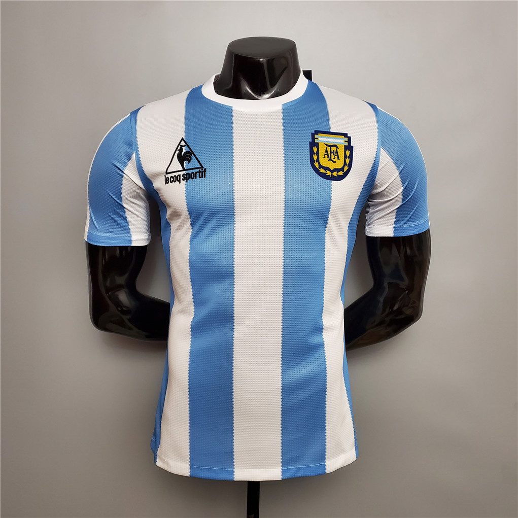 Maradona#10 Argentina Authentic Retro Jersey Home Football Jersey 1986