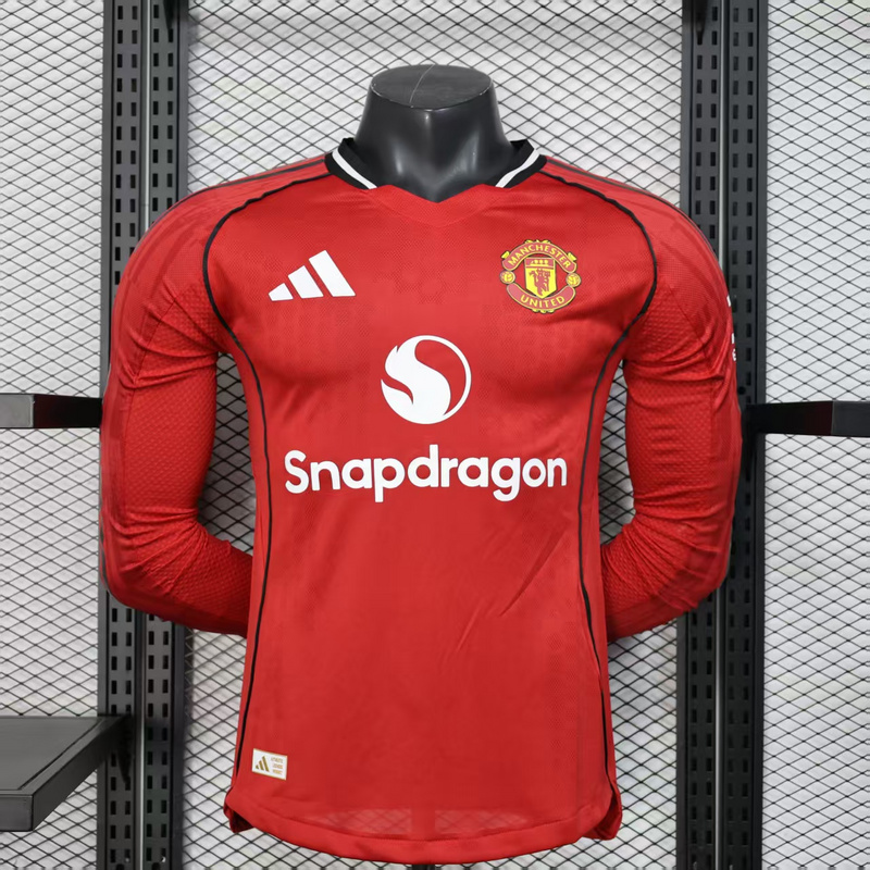 Manchester United Authentic Home Long Sleeve Jersey Shirt 2025/26