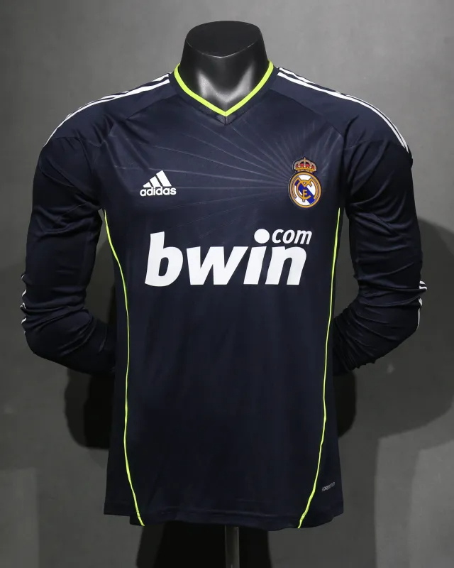 Real Madrid Authentic Retro Jersey Away Long Sleeve Soccer Shirt 2010/11