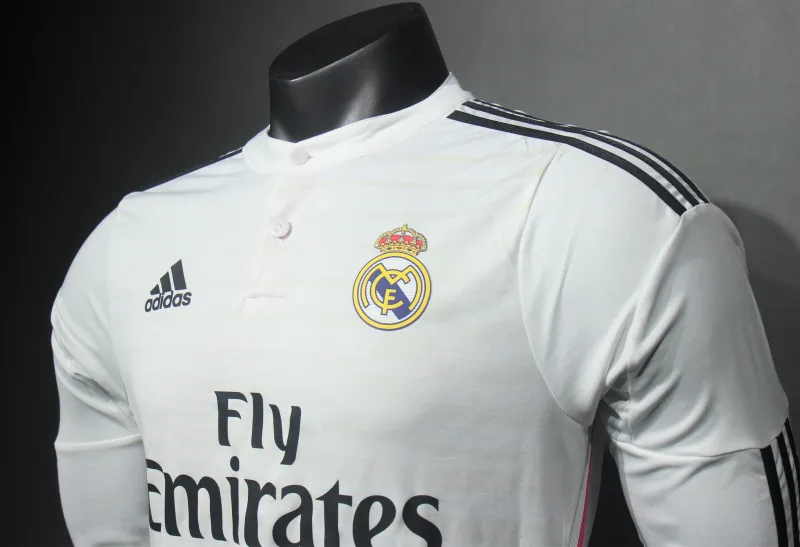 Real Madrid Authentic Retro Jersey Home Long Sleeve Soccer Shirt 2014/15