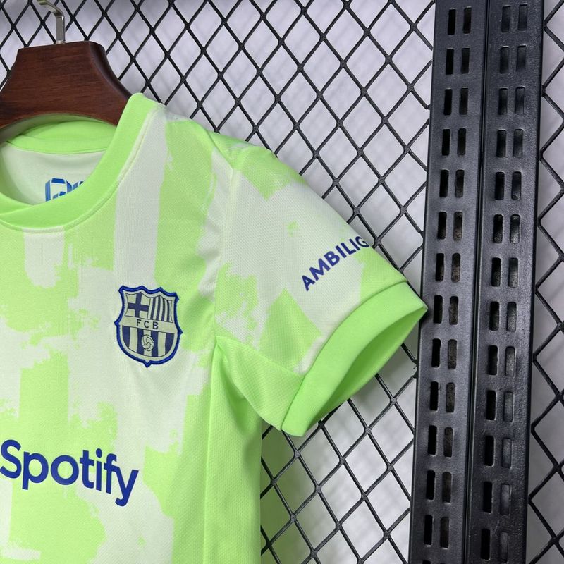 Barcelona Soccer Jersey Third Away Kids Kit Jersey+Shorts 2024/25 Spotify Logo Without Text