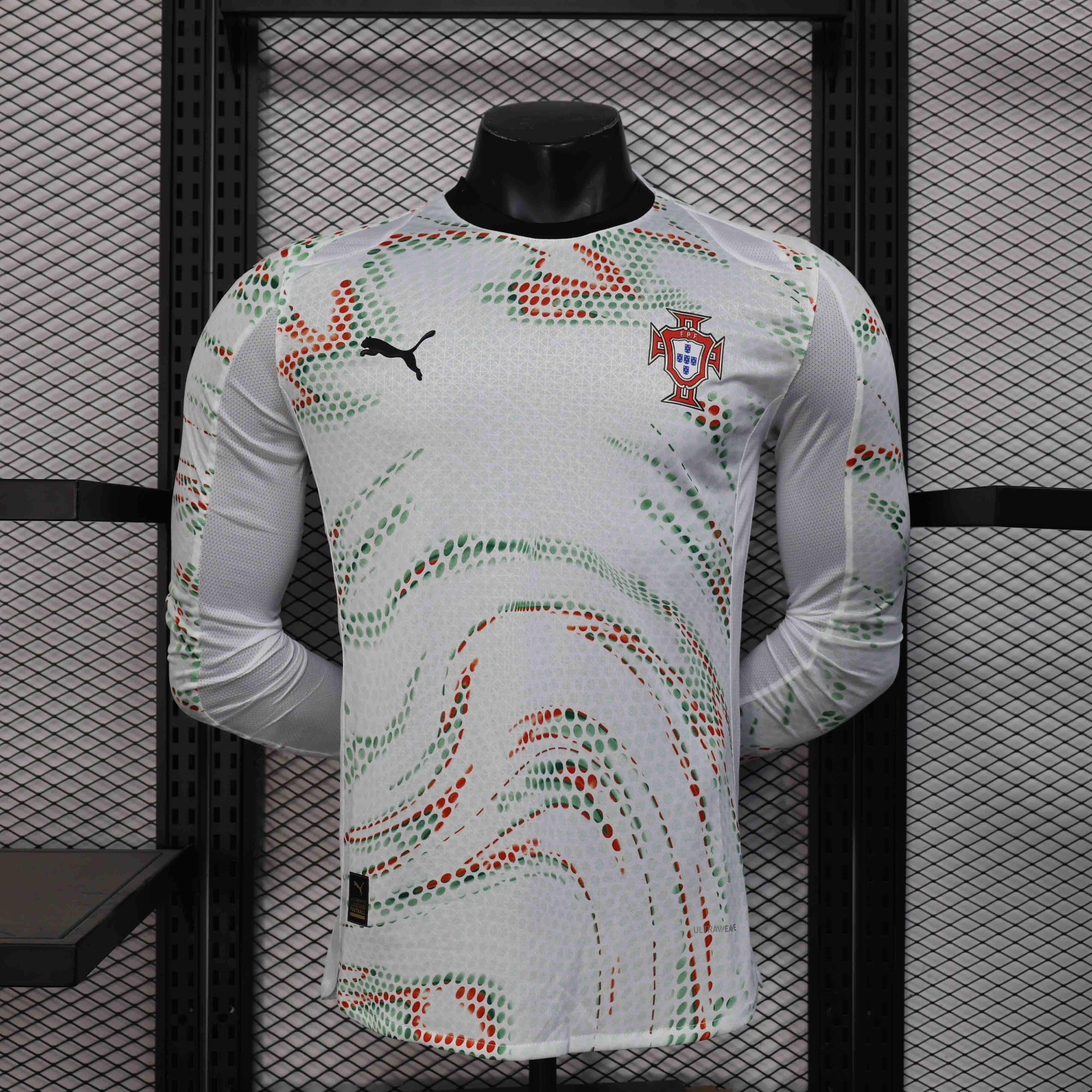Portugal Authentic Soccer Jersey Away Long Sleeve Shirt 2025